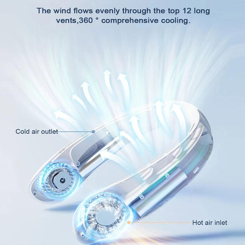 Ventilador de Pescoço Portátil com Ecrã Digital – Sem Hélices, Recarregável e Ultraleve