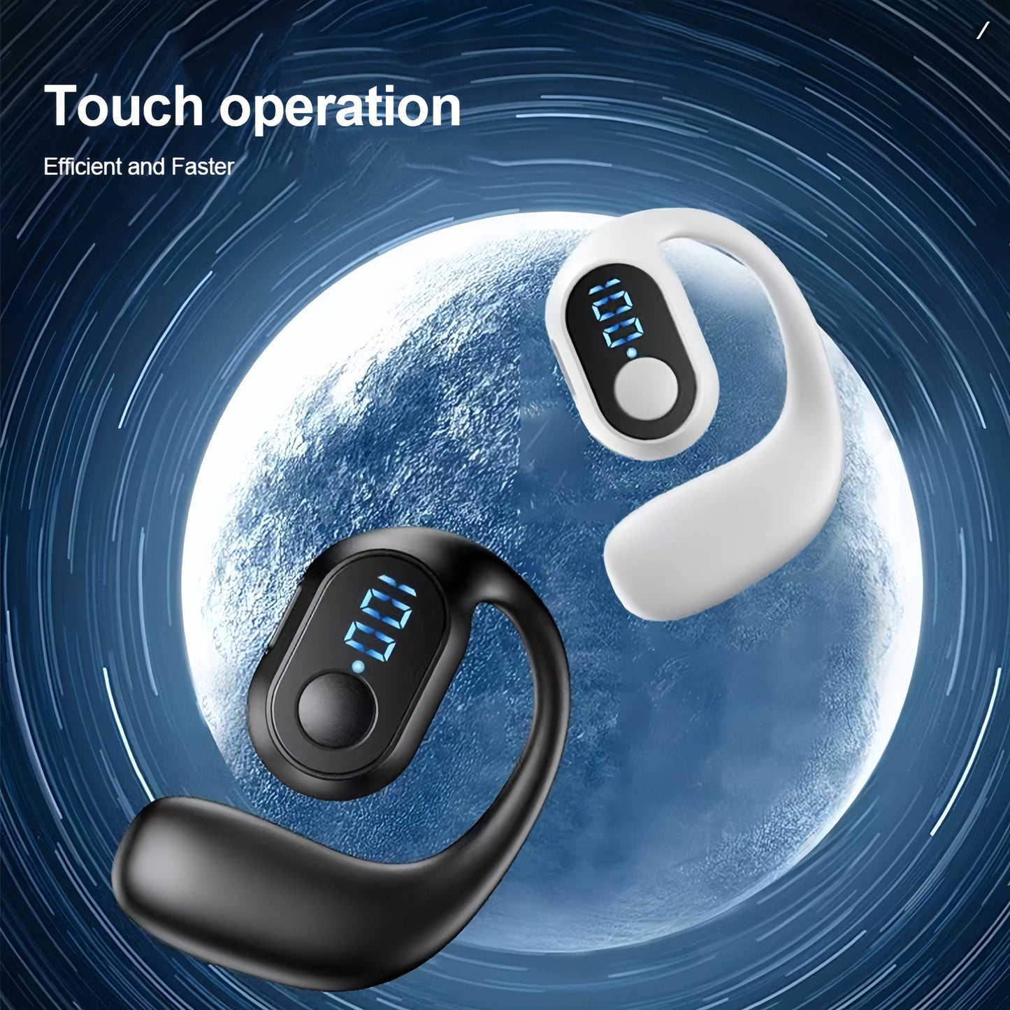 Fone de Ouvido Bluetooth 5.3 com Gancho de Orelha