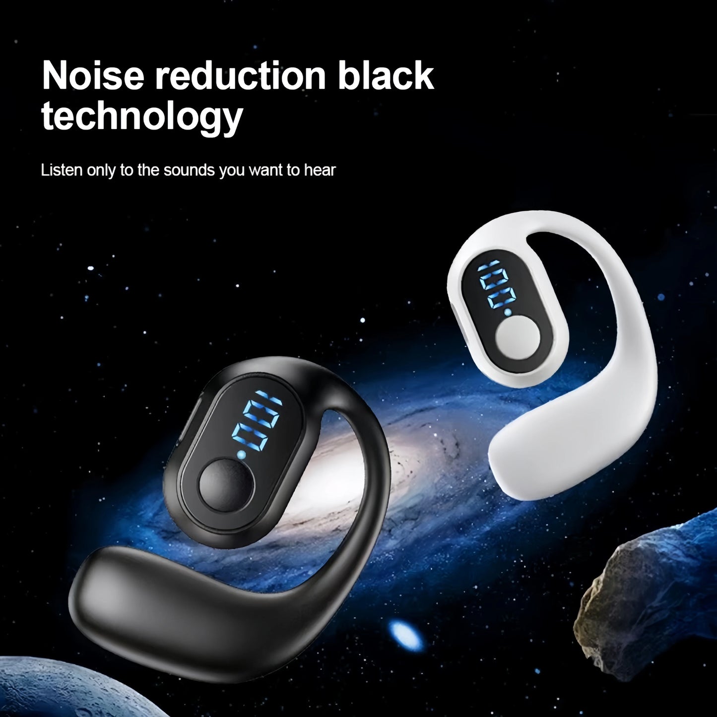 Fone de Ouvido Bluetooth 5.3 com Gancho de Orelha