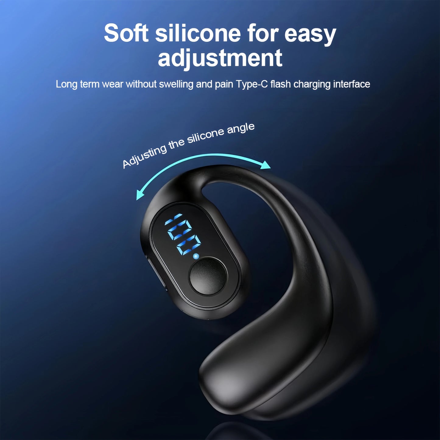 Fone de Ouvido Bluetooth 5.3 com Gancho de Orelha