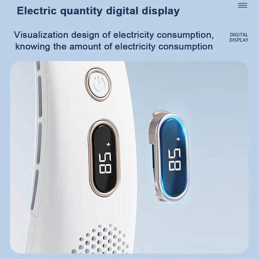 Ventilador de Pescoço Portátil com Ecrã Digital – Sem Hélices, Recarregável e Ultraleve