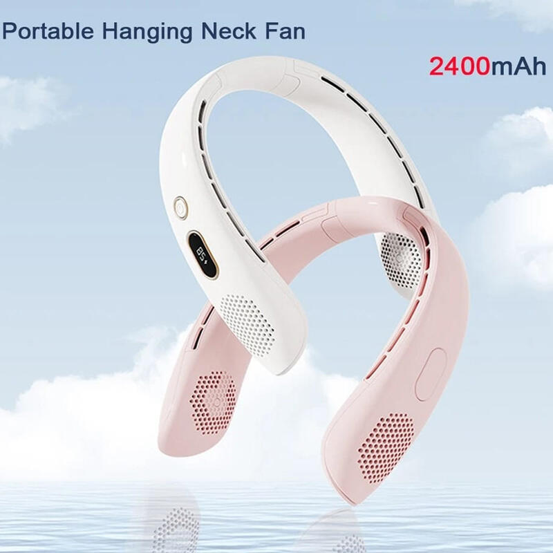 Ventilador de Pescoço Portátil com Ecrã Digital – Sem Hélices, Recarregável e Ultraleve