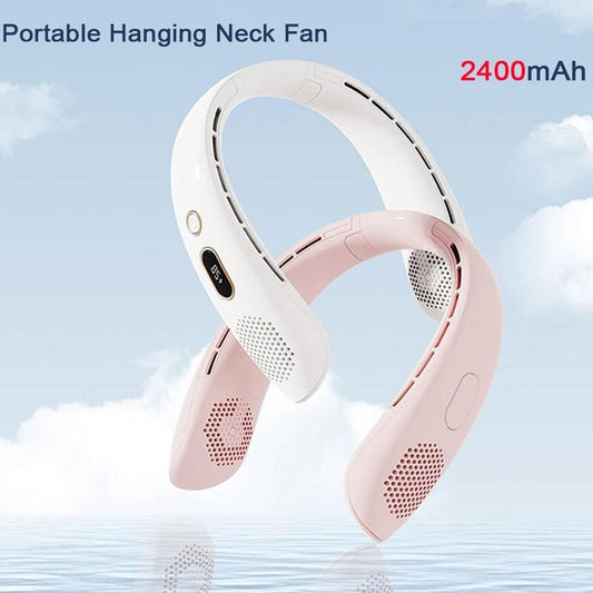 Ventilador de Pescoço Portátil com Ecrã Digital – Sem Hélices, Recarregável e Ultraleve